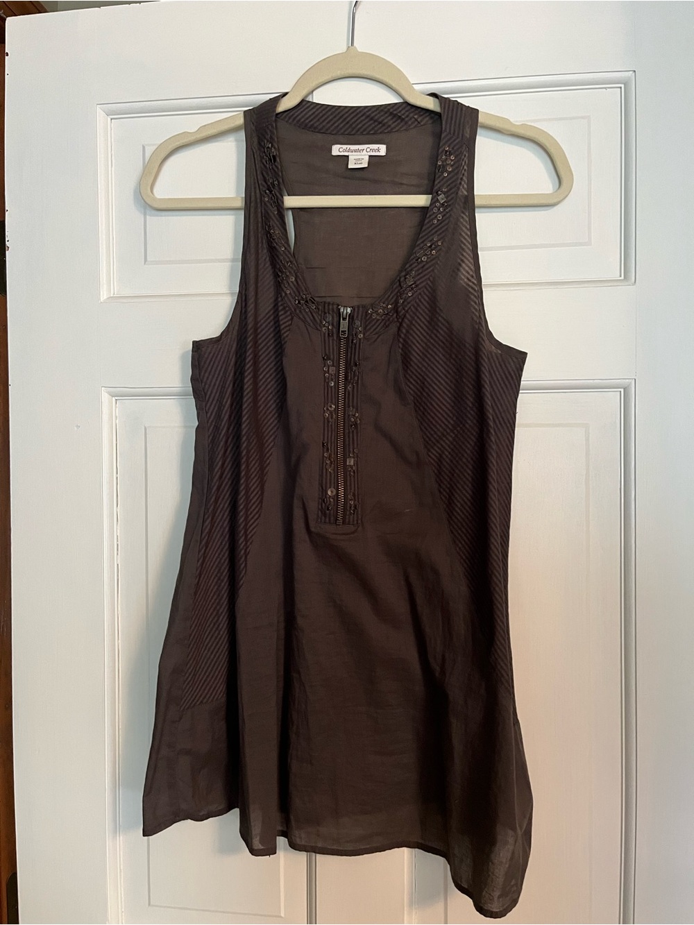 Coldwater Creek Dark Olive Green Sleeveless Lightweight Tunic Sz XS